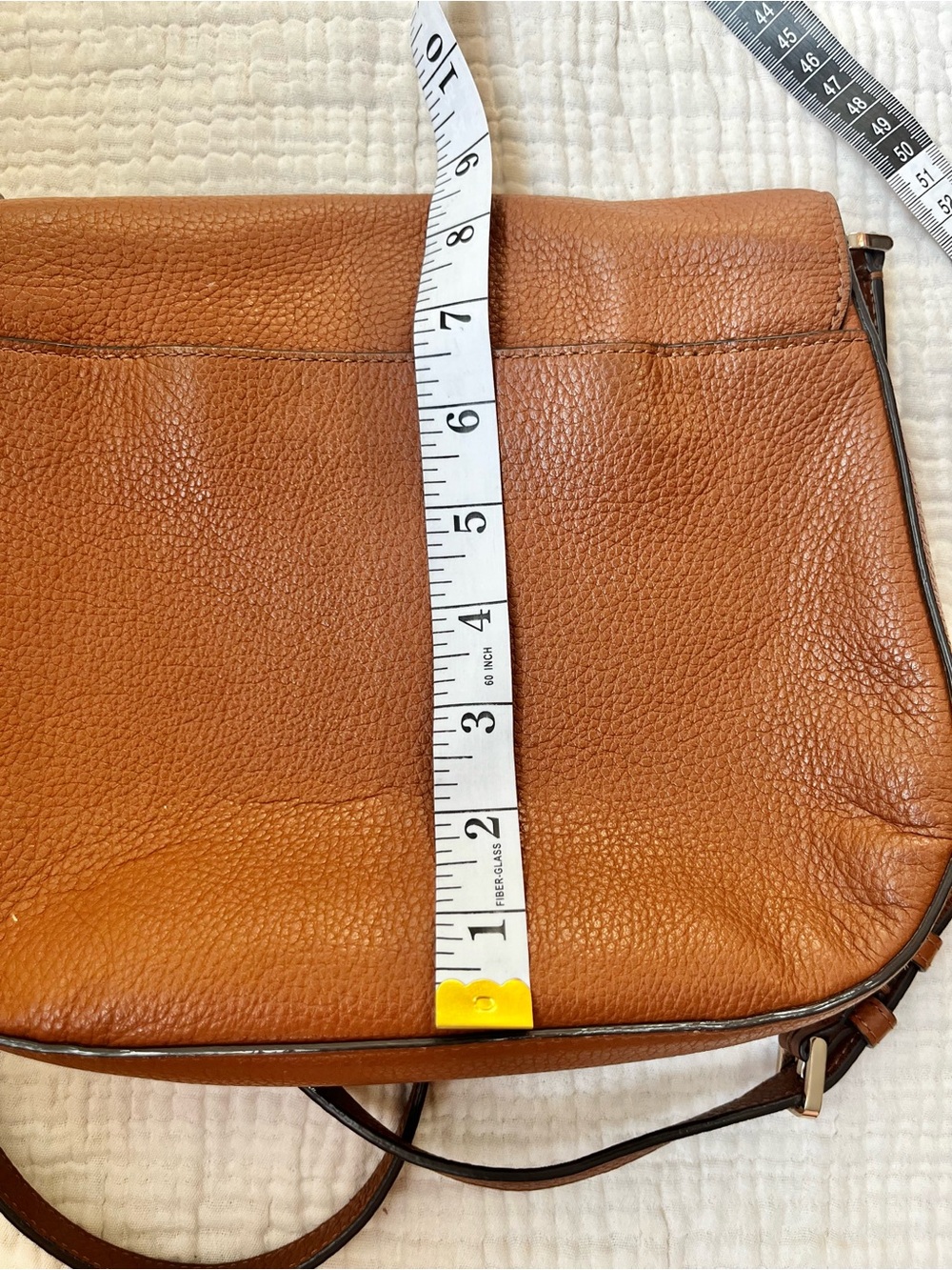 Kate Spade Camel Tan Pebbled Leather Crossbody Bag Foldover Purse - Picture 8 of 8